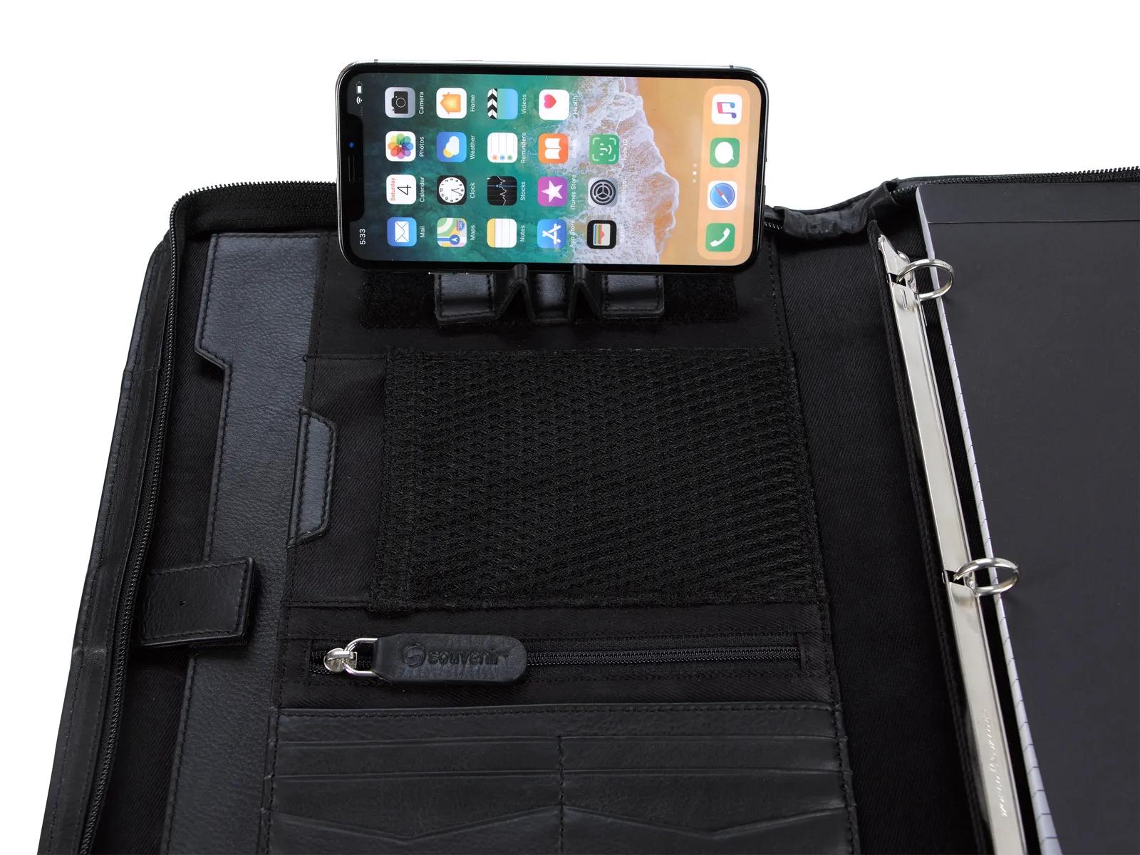 Leather Padfolio Zippered Handle Premium Organizer - 13 x 9.75 in - product view 4