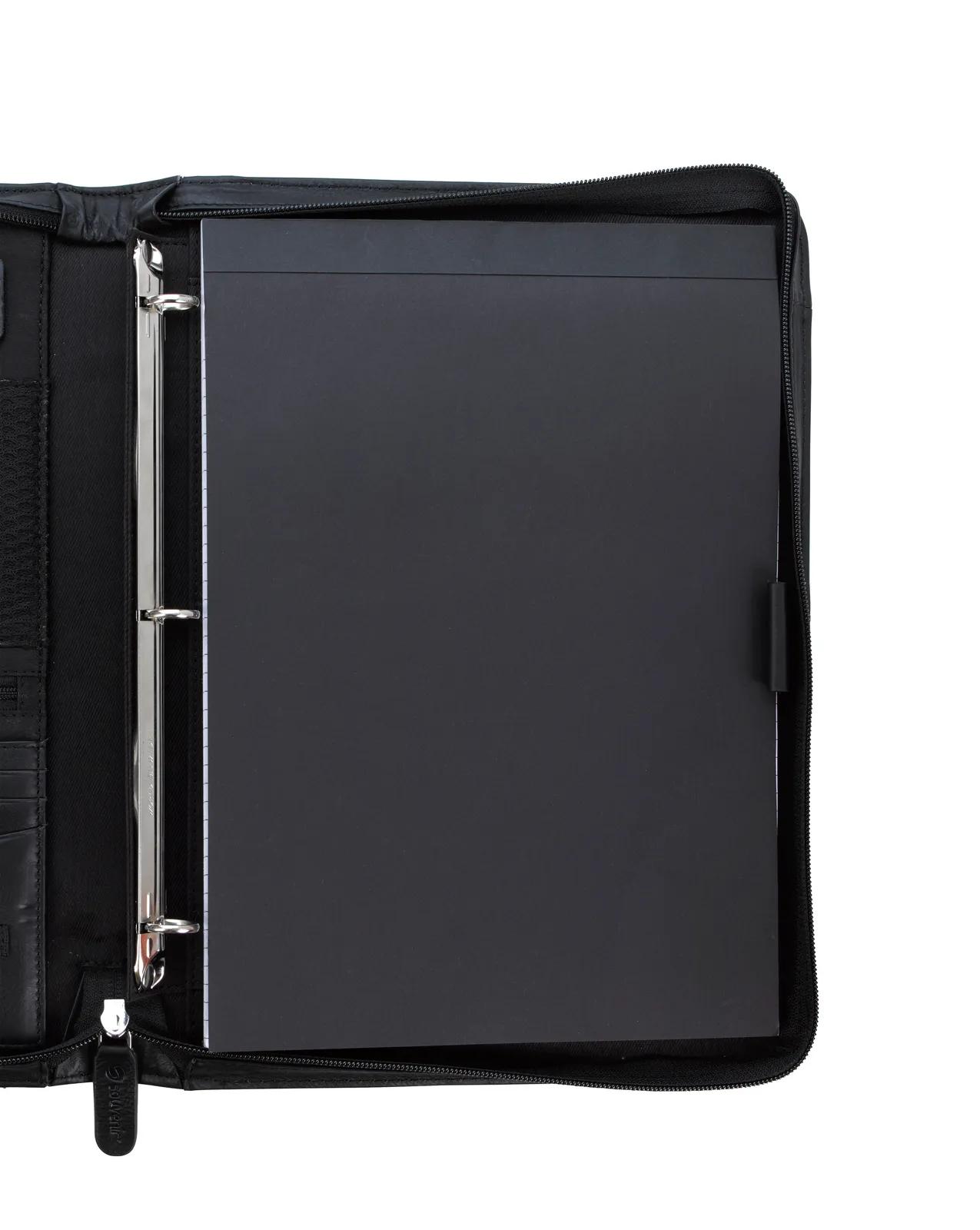 Leather Padfolio Zippered Handle Premium Organizer - 13 x 9.75 in - product view 12