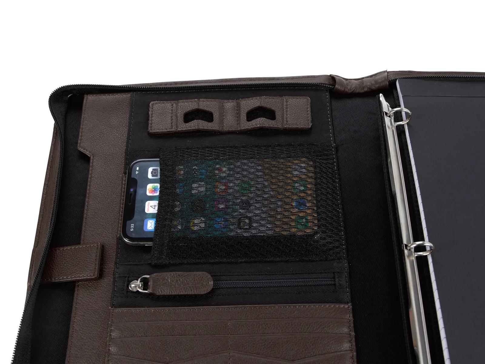 Leather Padfolio Zippered Handle Premium Organizer - 13 x 9.75 in - product view 18