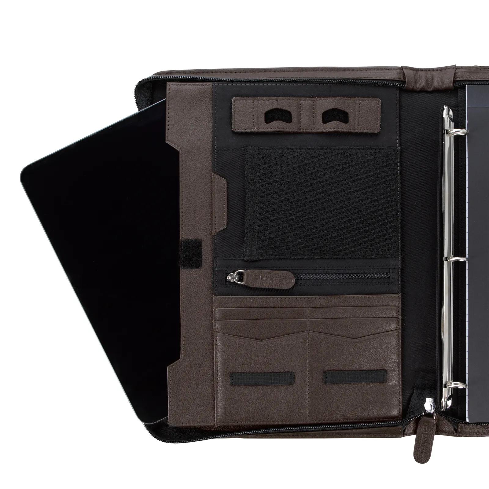 Leather Padfolio Zippered Handle Premium Organizer - 13 x 9.75 in - product view 19