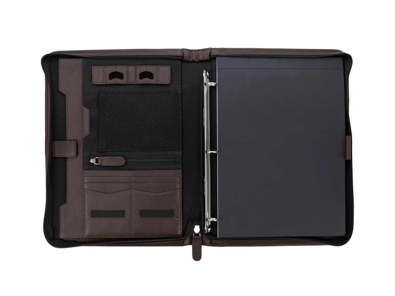 Leather Padfolio Zippered Handle Premium Organizer - 13 x 9.75 in - product view 20