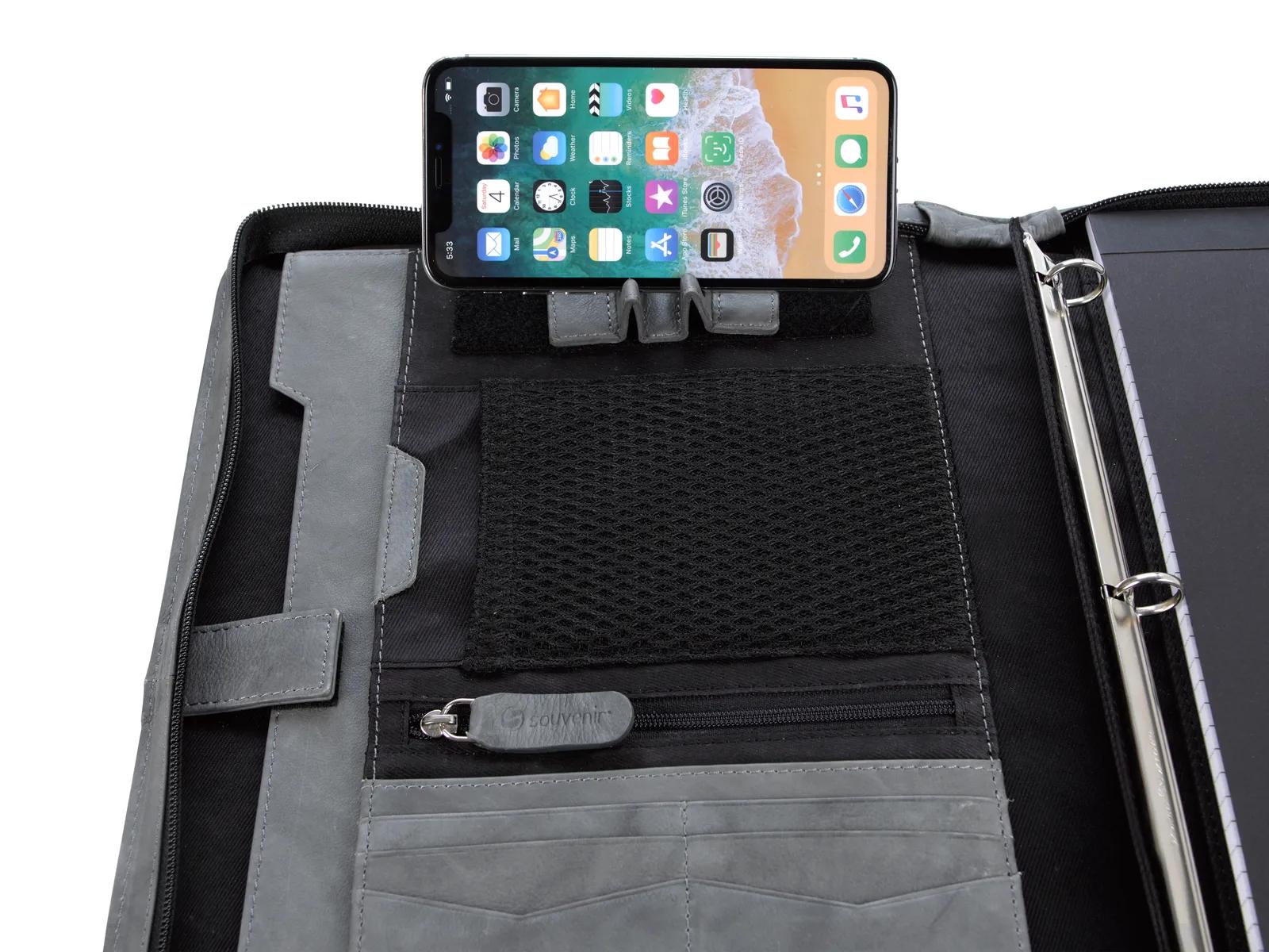 Leather Padfolio Zippered Handle Premium Organizer - 13 x 9.75 in - product view 30