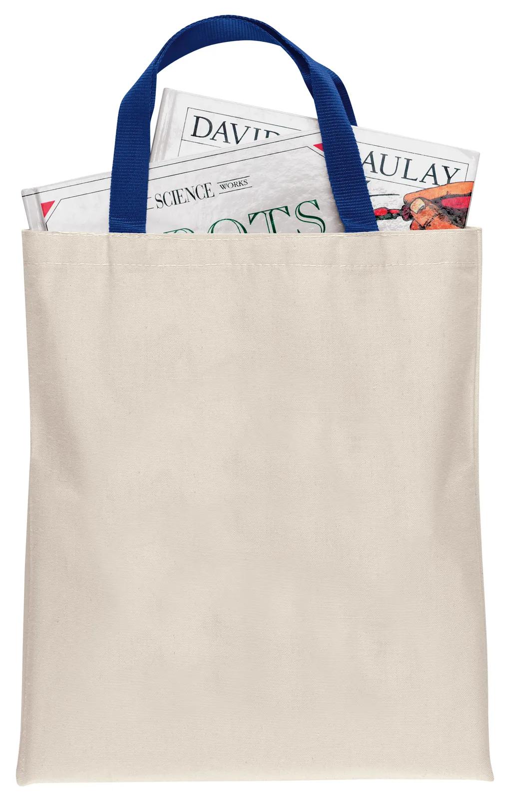 Custom Tote Bag Cotton Natural Six Handle Colors - 15.25 x 13 in - product view 6