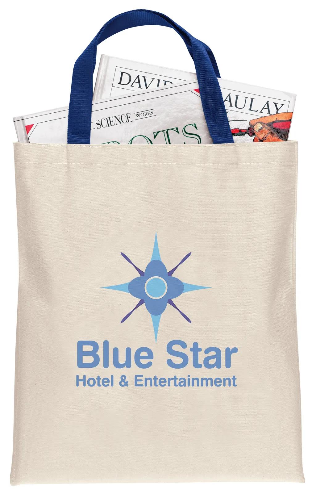 Custom Tote Bag Cotton Natural Six Handle Colors - 15.25 x 13 in - product view 11