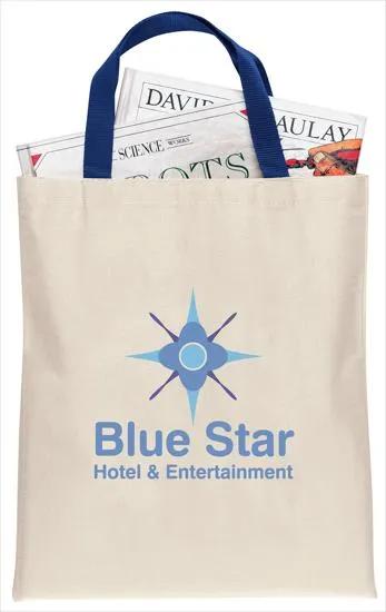 Custom Tote Bag Cotton Natural Six Handle Colors - 15.25 x 13 in