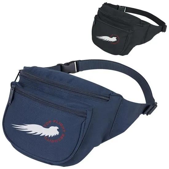 Fanny Pack Dual Compartments 600D Polyester - 5.5 x 9.25 x 3 in