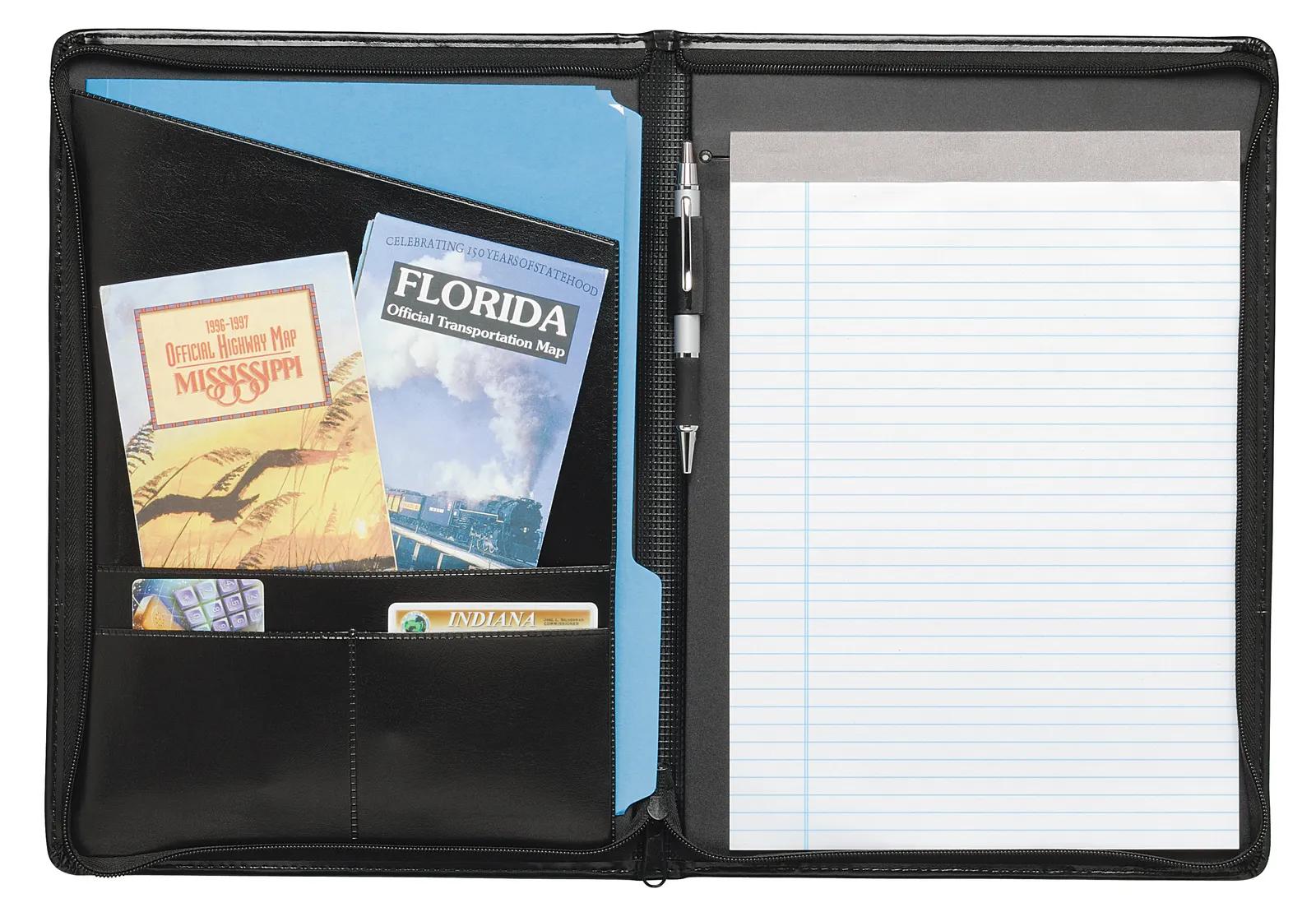 Zippered Padfolio Horizontal Stitching Vinyl - 13.6 x 10 x 1 in - product view 3