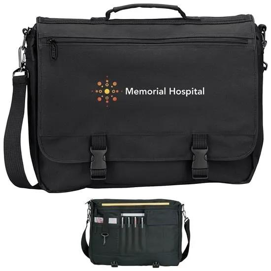 Briefcase Expandable Bottom 600D Polyester - 12.5 x 16.75 x 3.5 in