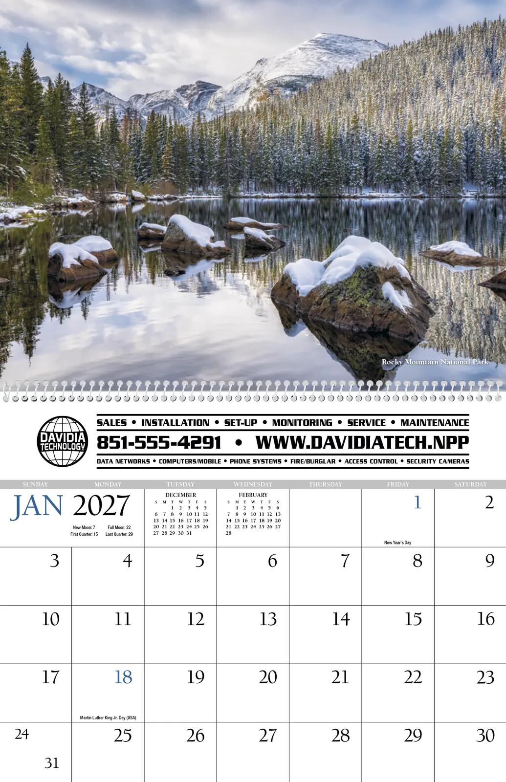 Colorado Scenic Wall Calendar FSC Gloss Paper - 16.75 x 11 in - product view 3