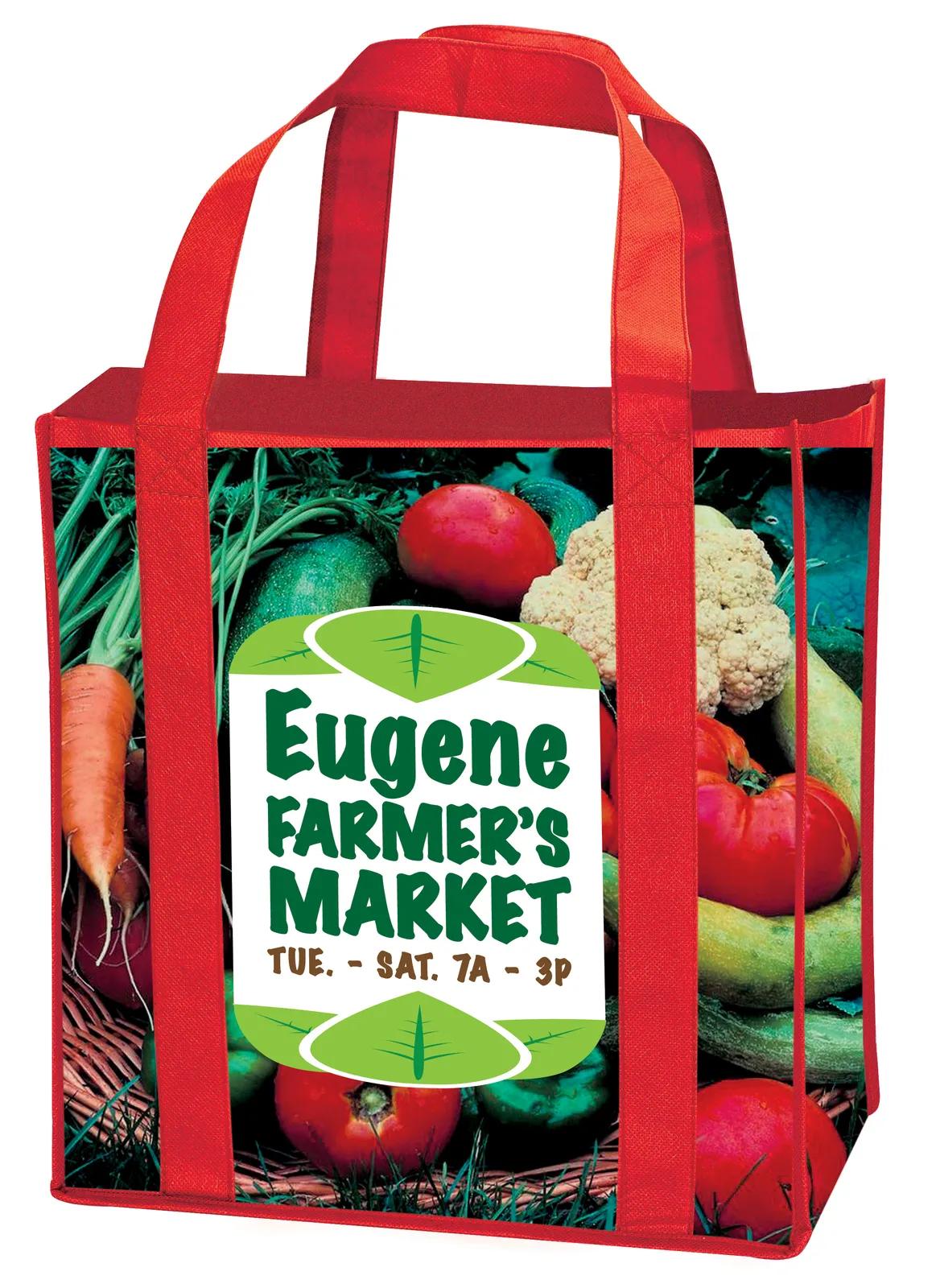 Laminated Non-Woven Grocery Tote Reinforced Handles - 12.25 x 12.75 x 8.625 in - product view 8