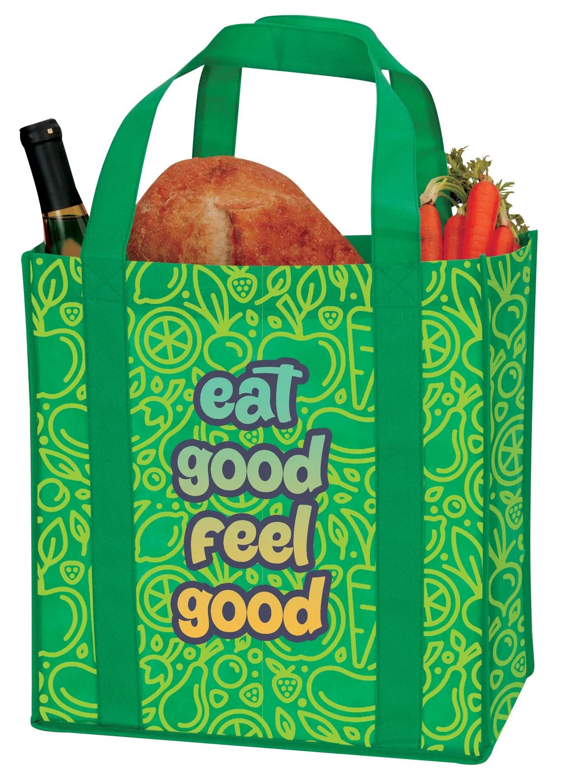 Laminated Non-Woven Grocery Tote Reinforced Handles - 12.25 x 12.75 x 8.625 in - product view 9