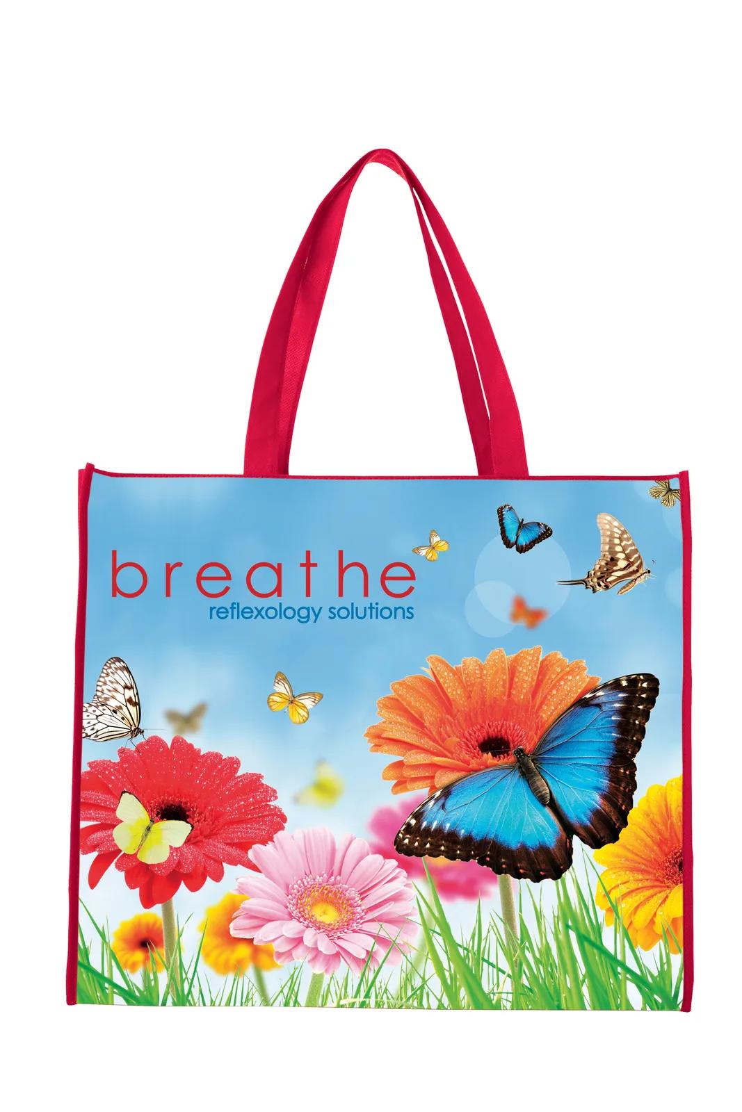 Laminated Non-Woven Landscape Tote Horizontal Shopping - 15.75 x 17.69 x 6.69 in - product view 5