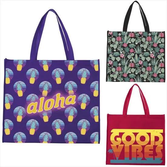 Laminated Non-Woven Landscape Tote Horizontal Shopping - 15.75 x 17.69 x 6.69 in