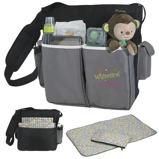 Diaper Bag Changing Pad Included Five Exterior Pockets - 13.5 x 12.75 x 5 in
