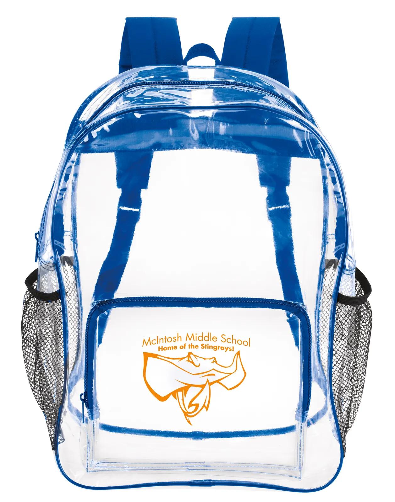 Clear Backpack Front Zippered Pocket Mesh Sides - 16 x 13 x 6 in - product view 3