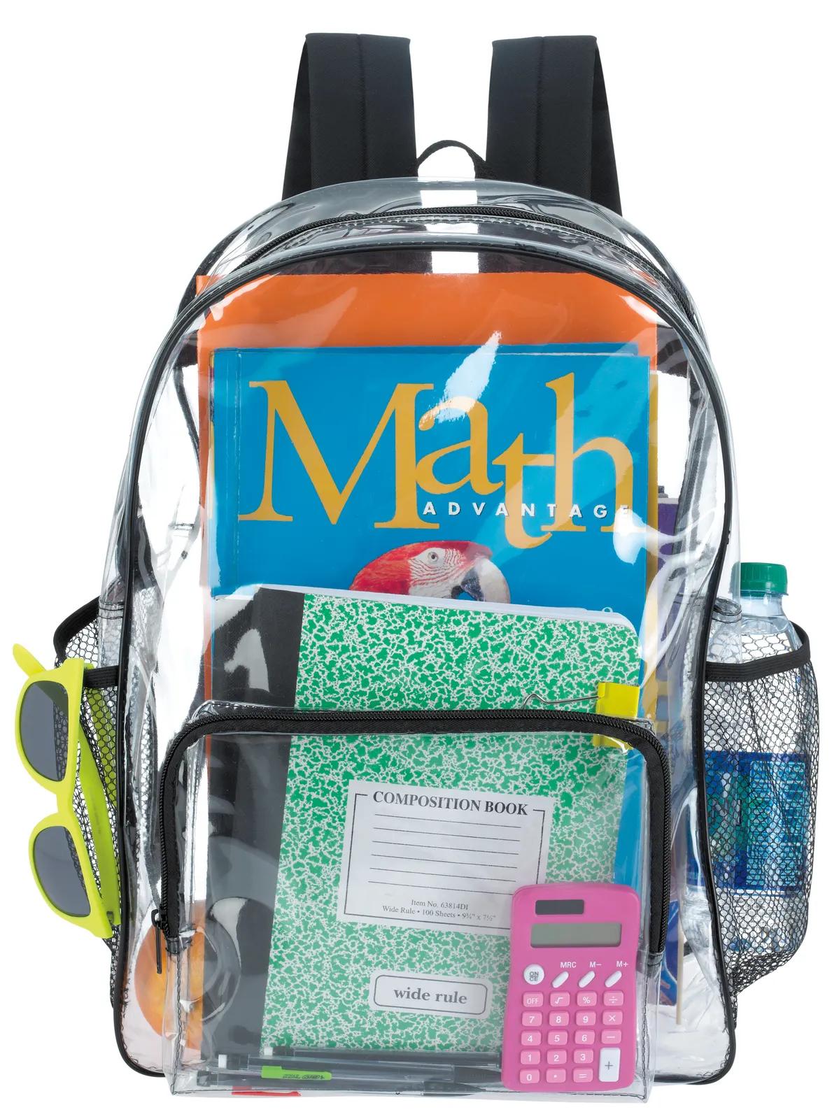 Clear Backpack Front Zippered Pocket Mesh Sides - 16 x 13 x 6 in - product view 6