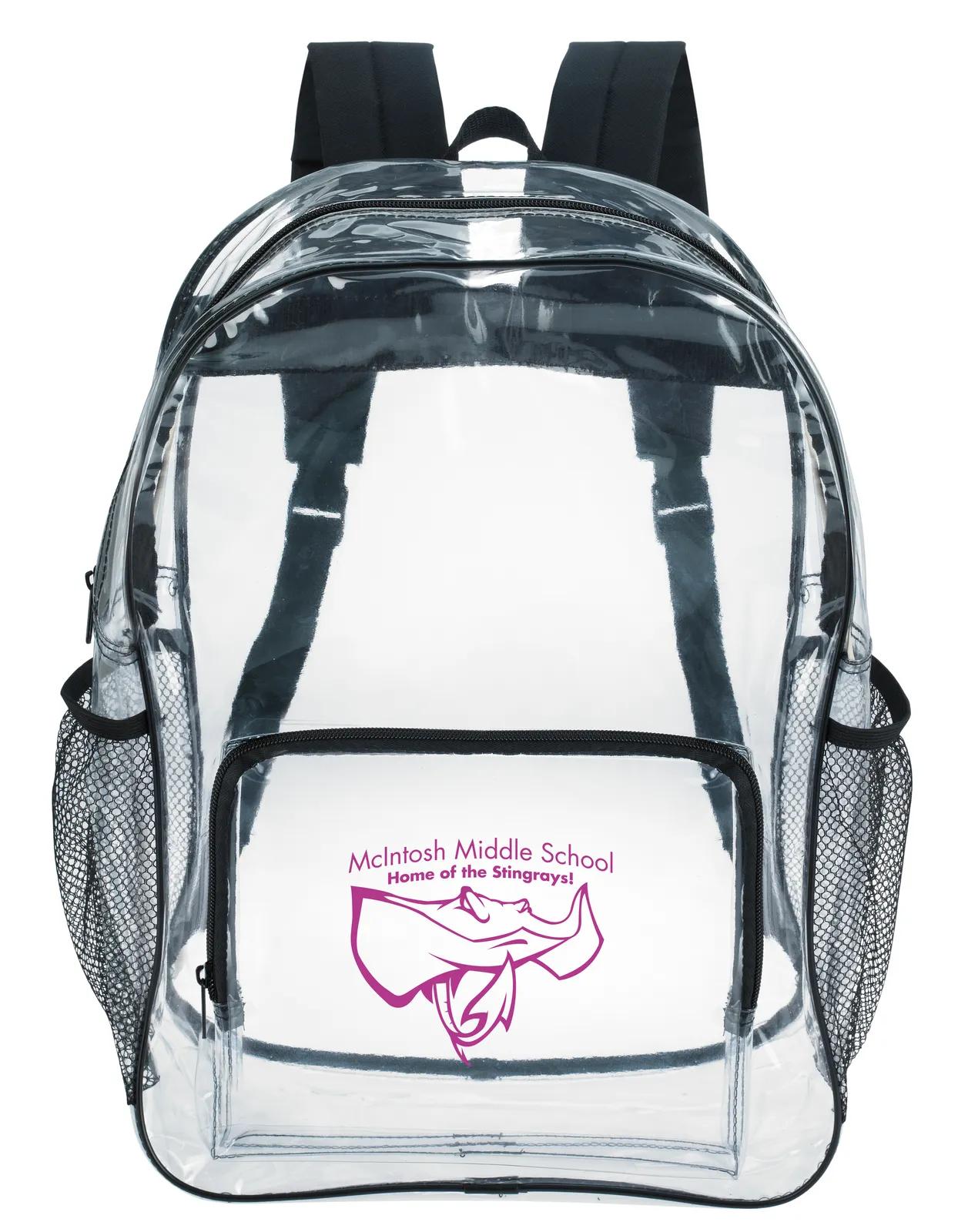 Clear Backpack Front Zippered Pocket Mesh Sides - 16 x 13 x 6 in - product view 9