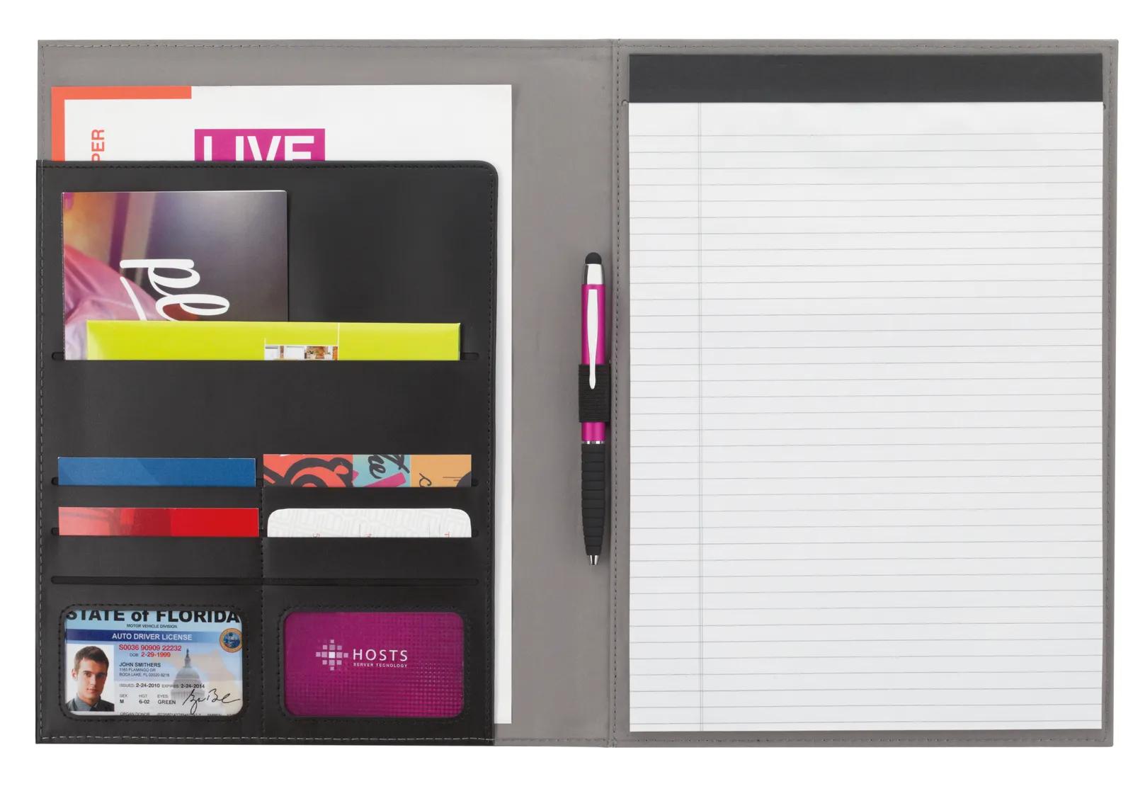 Composition Padfolio Heather Gray PU Spine Elastic Pen Loop - 12.25 x 9.5 in - product view 3