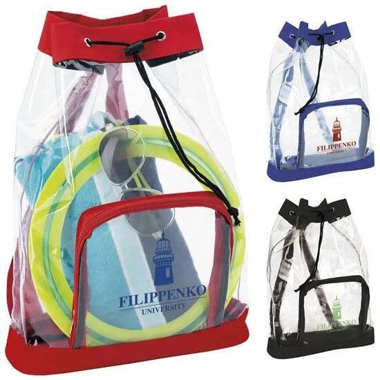 Clear Drawstring Backpack PVC Vinyl - 16.875 x 11.75 in