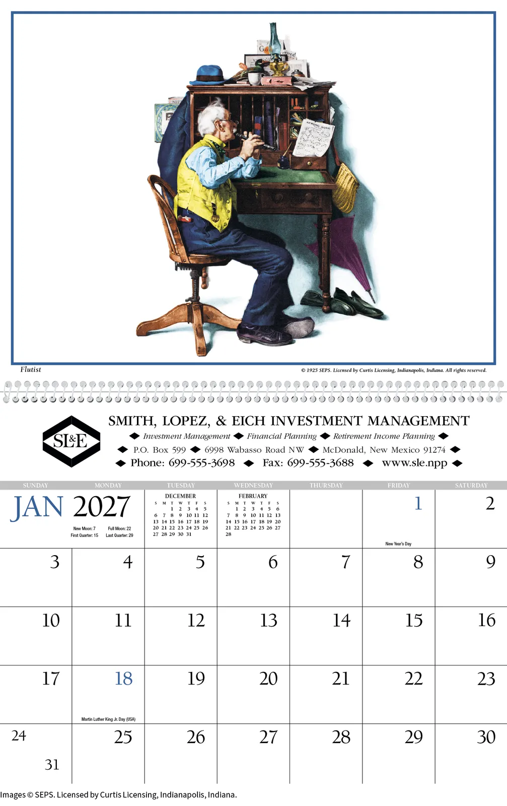 Norman Rockwell Wall Calendar FSC Paper UV Coated - 16.75 x 11 in - product view 3
