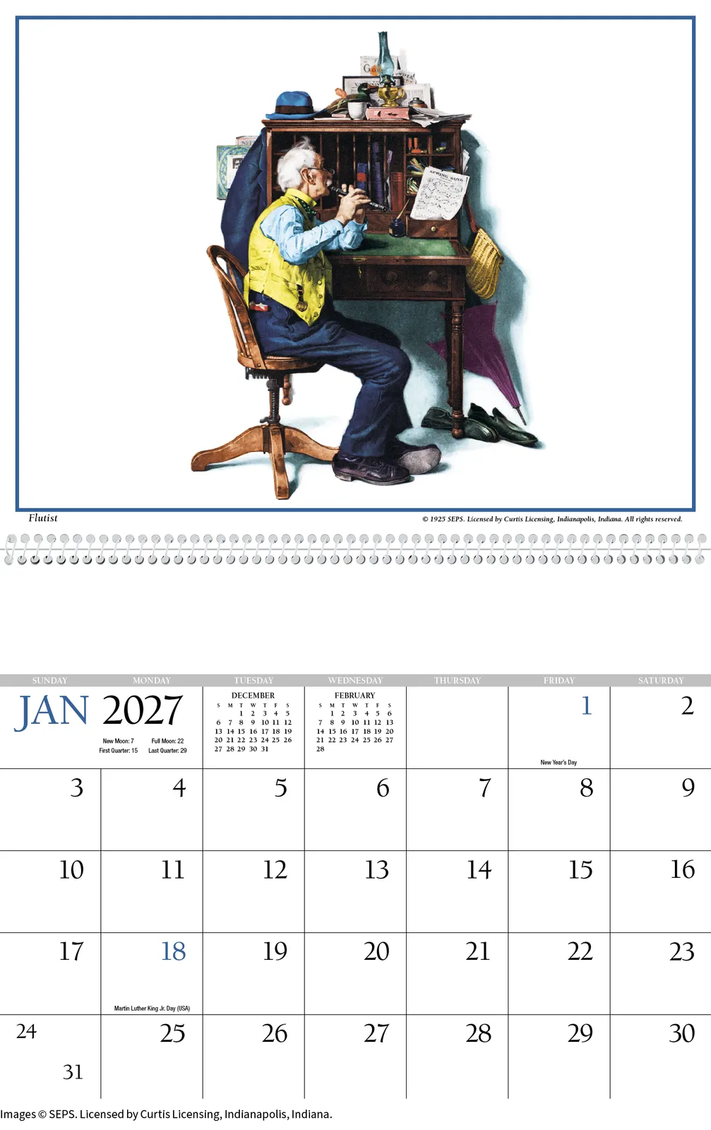 Norman Rockwell Wall Calendar FSC Paper UV Coated - 16.75 x 11 in - product view 4