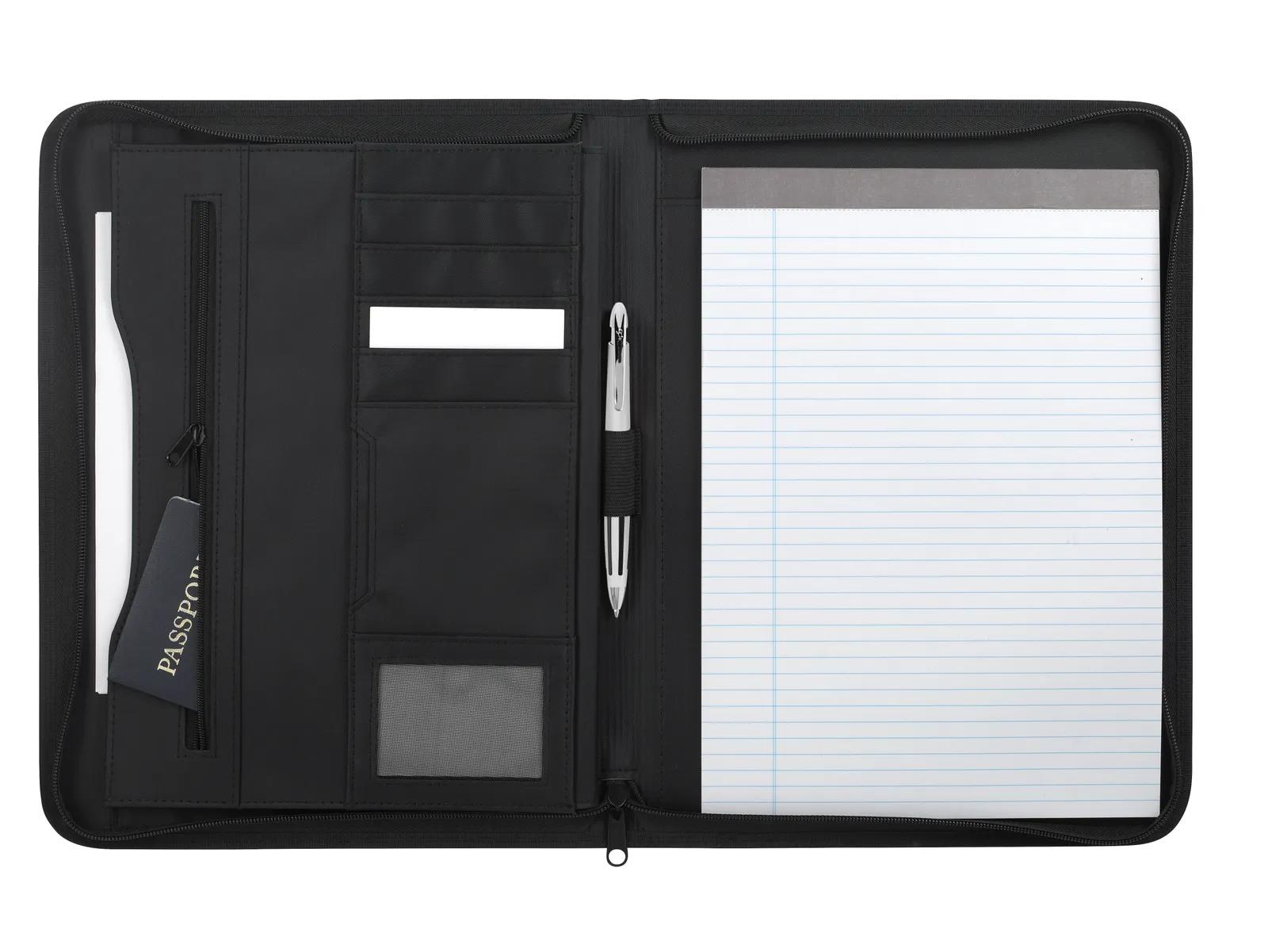 Zippered Padfolio Textured PVC Interior Organizer - 13.25 x 10.25 in - product view 2