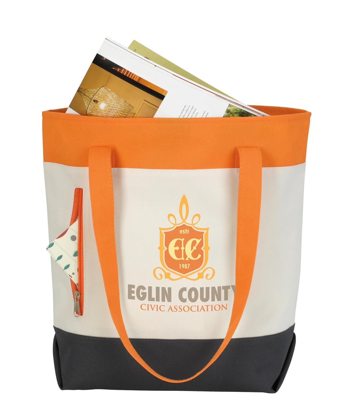 Striped Zip Tote Bag Hook Loop Closure - 12.25 x 16.125 x 5.5 in - product view 5