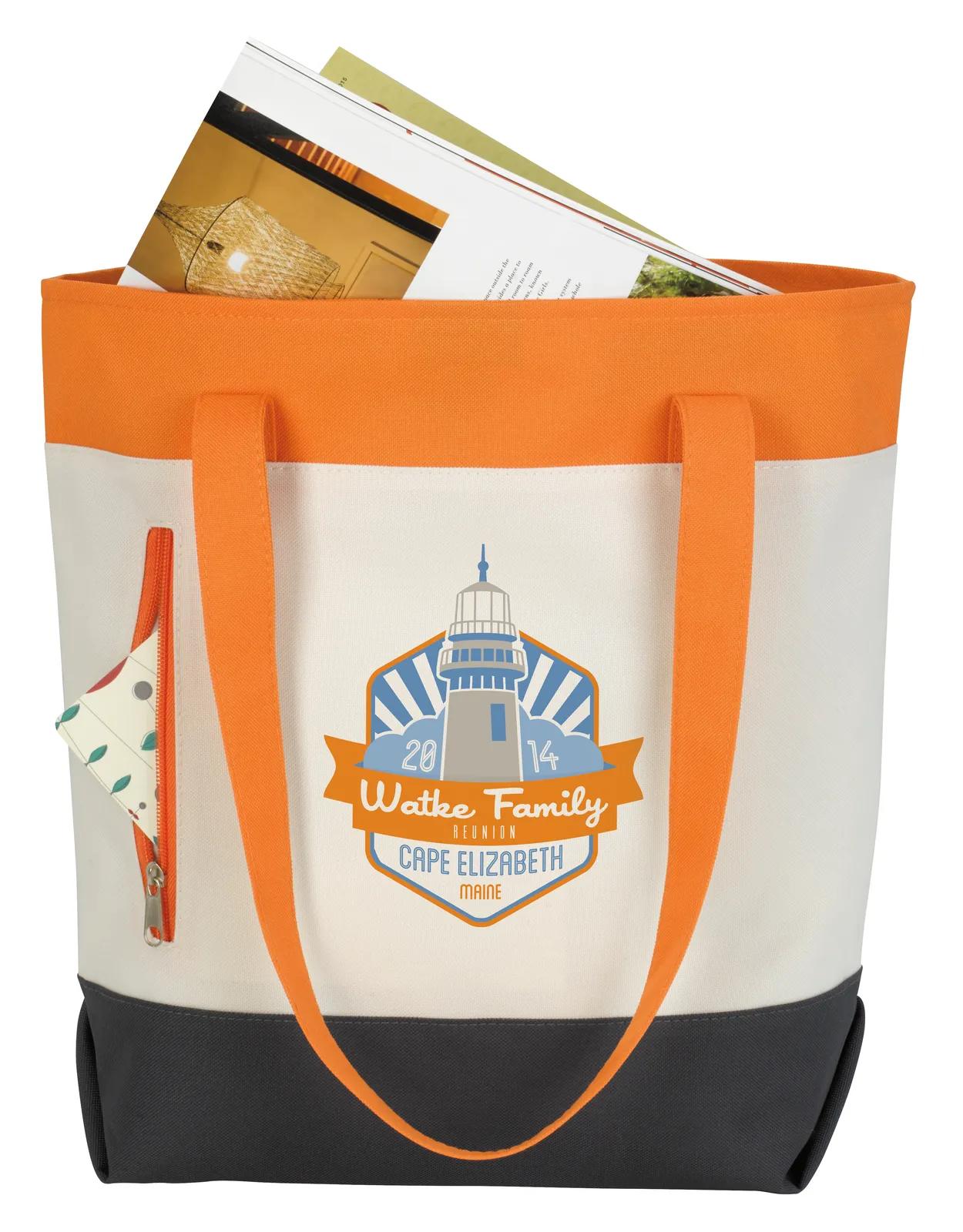 Striped Zip Tote Bag Hook Loop Closure - 12.25 x 16.125 x 5.5 in - product view 6