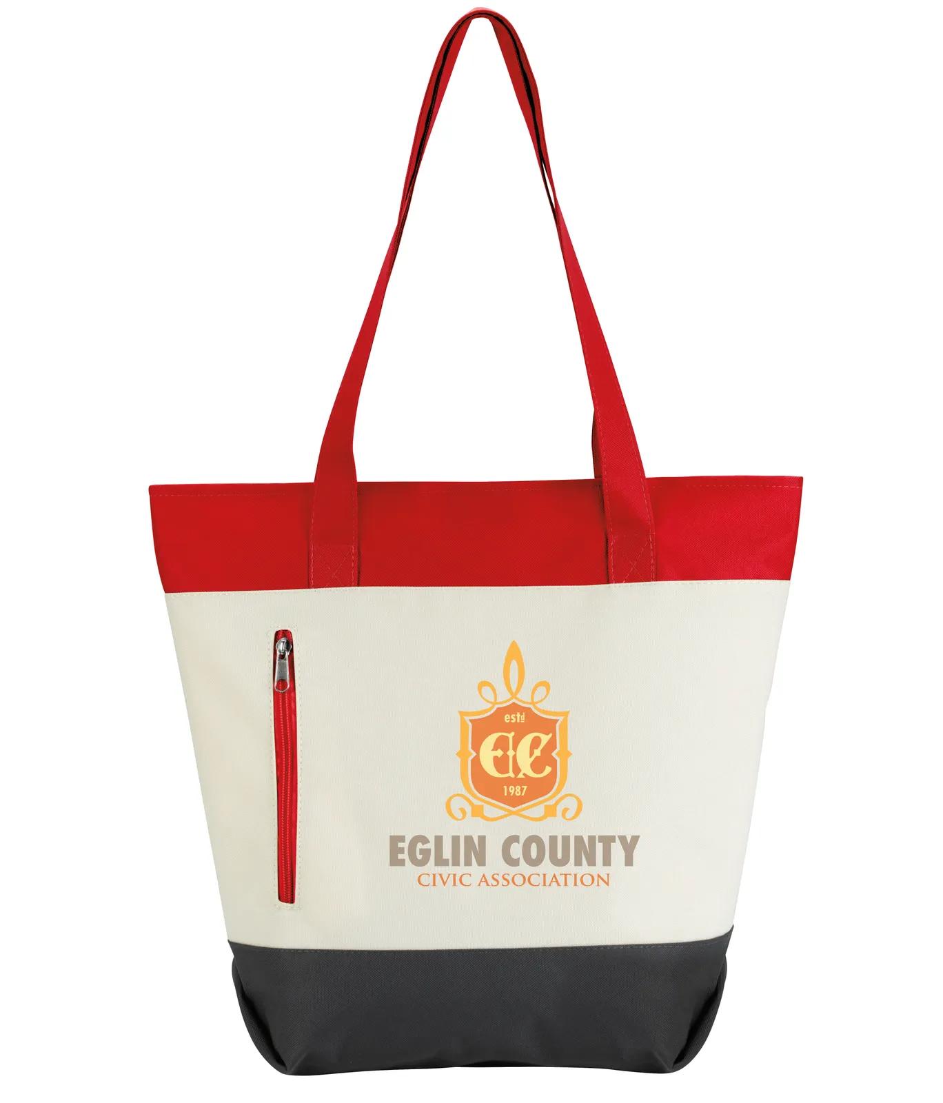 Striped Zip Tote Bag Hook Loop Closure - 12.25 x 16.125 x 5.5 in - product view 7