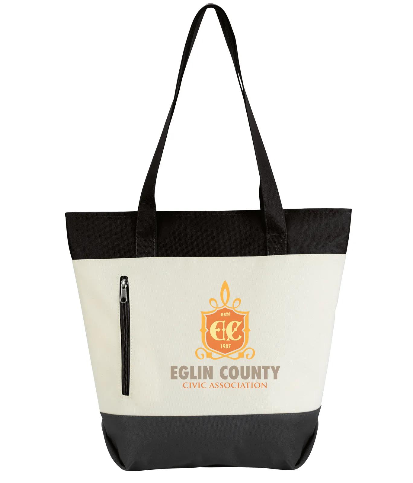 Striped Zip Tote Bag Hook Loop Closure - 12.25 x 16.125 x 5.5 in - product view 8