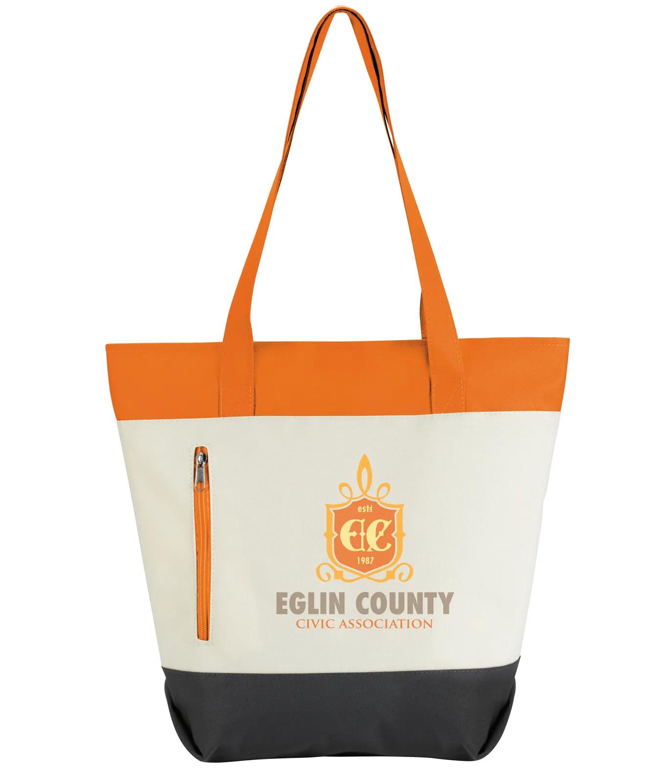 Striped Zip Tote Bag Hook Loop Closure - 12.25 x 16.125 x 5.5 in - product view 9