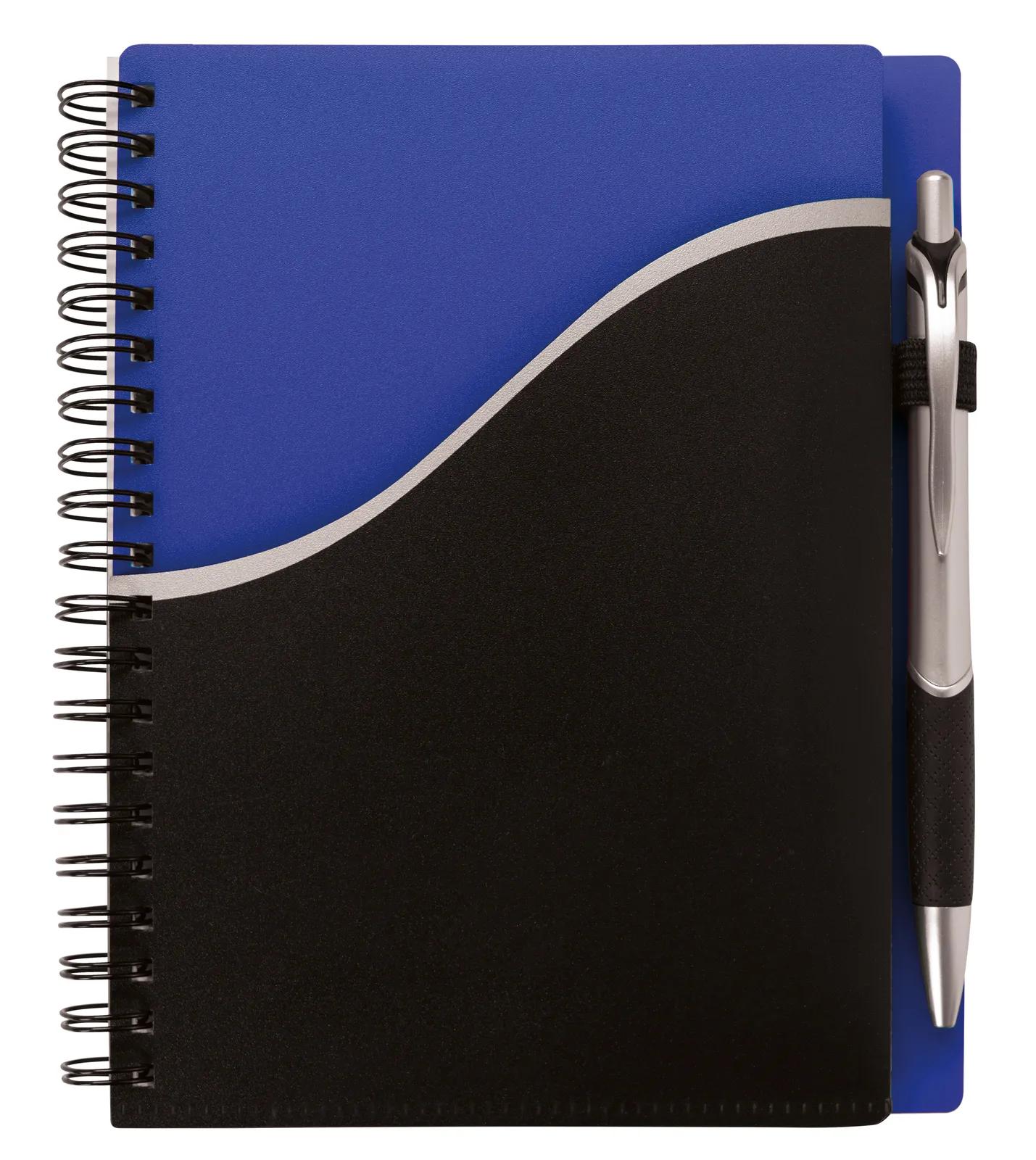 Spiral Notebook Wave Pattern Pocket with Pen - 7.125 x 5.875 in - product view 3