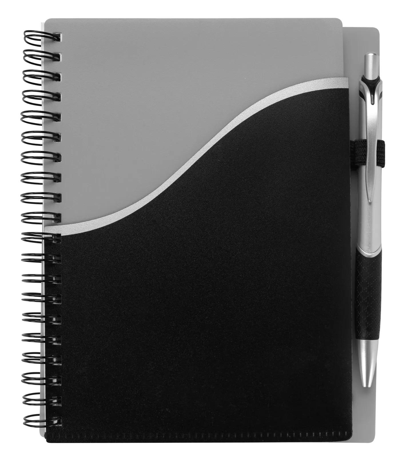 Spiral Notebook Wave Pattern Pocket with Pen - 7.125 x 5.875 in - product view 4