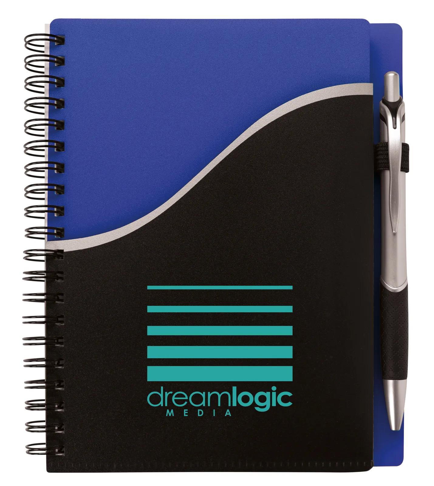 Spiral Notebook Wave Pattern Pocket with Pen - 7.125 x 5.875 in - product view 10