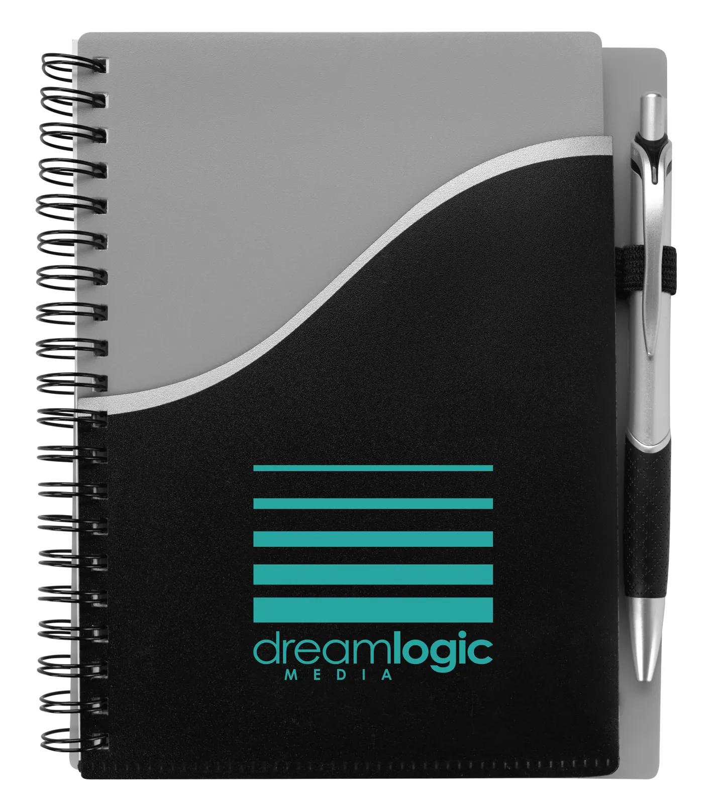 Spiral Notebook Wave Pattern Pocket with Pen - 7.125 x 5.875 in - product view 11