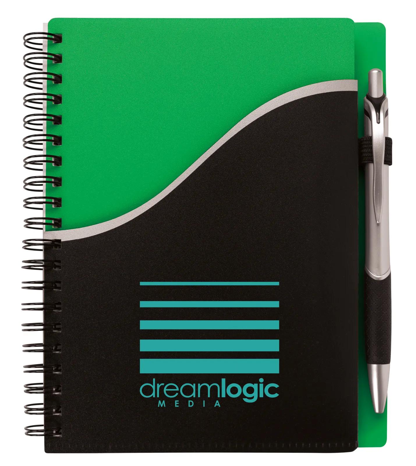 Spiral Notebook Wave Pattern Pocket with Pen - 7.125 x 5.875 in - product view 12