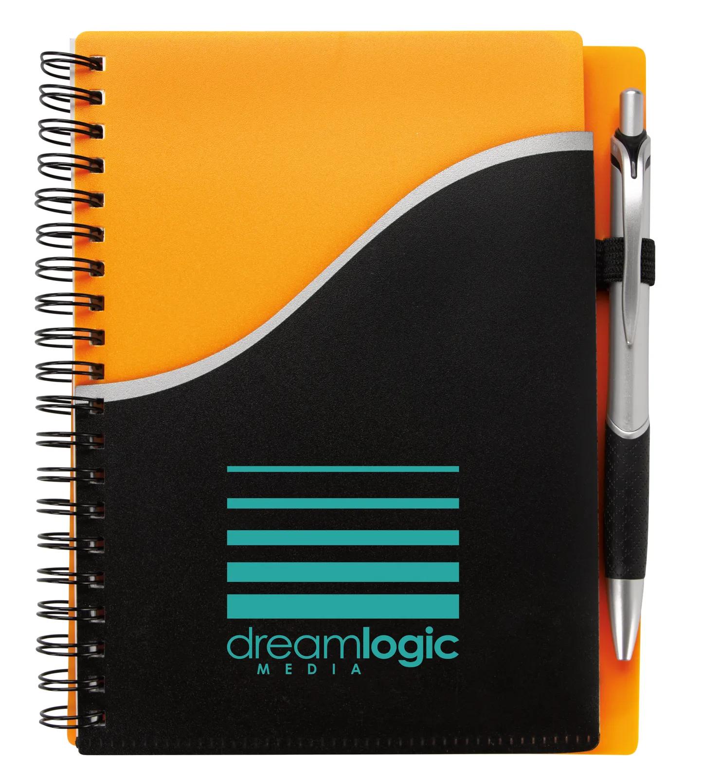 Spiral Notebook Wave Pattern Pocket with Pen - 7.125 x 5.875 in - product view 13