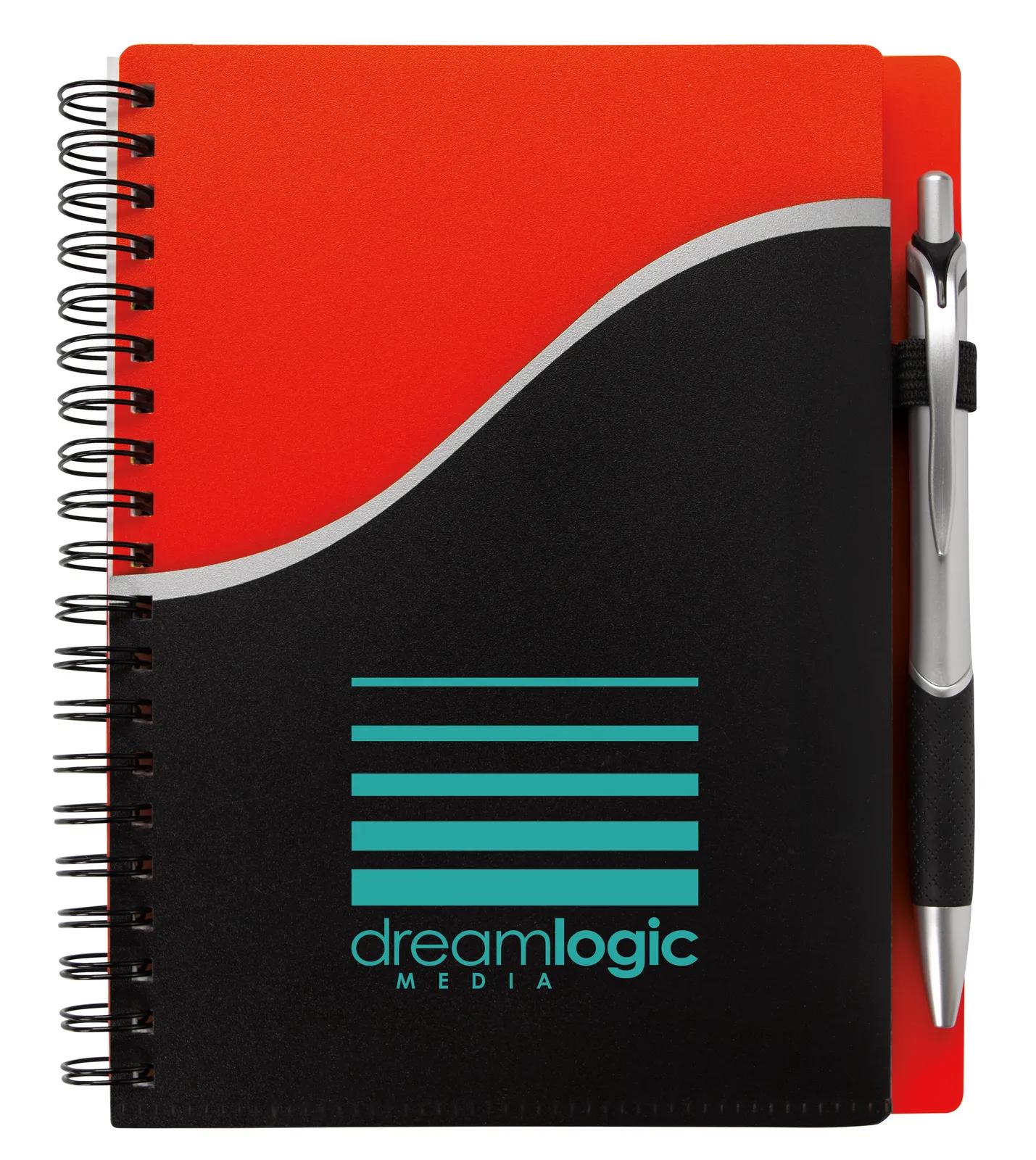 Spiral Notebook Wave Pattern Pocket with Pen - 7.125 x 5.875 in - product view 14