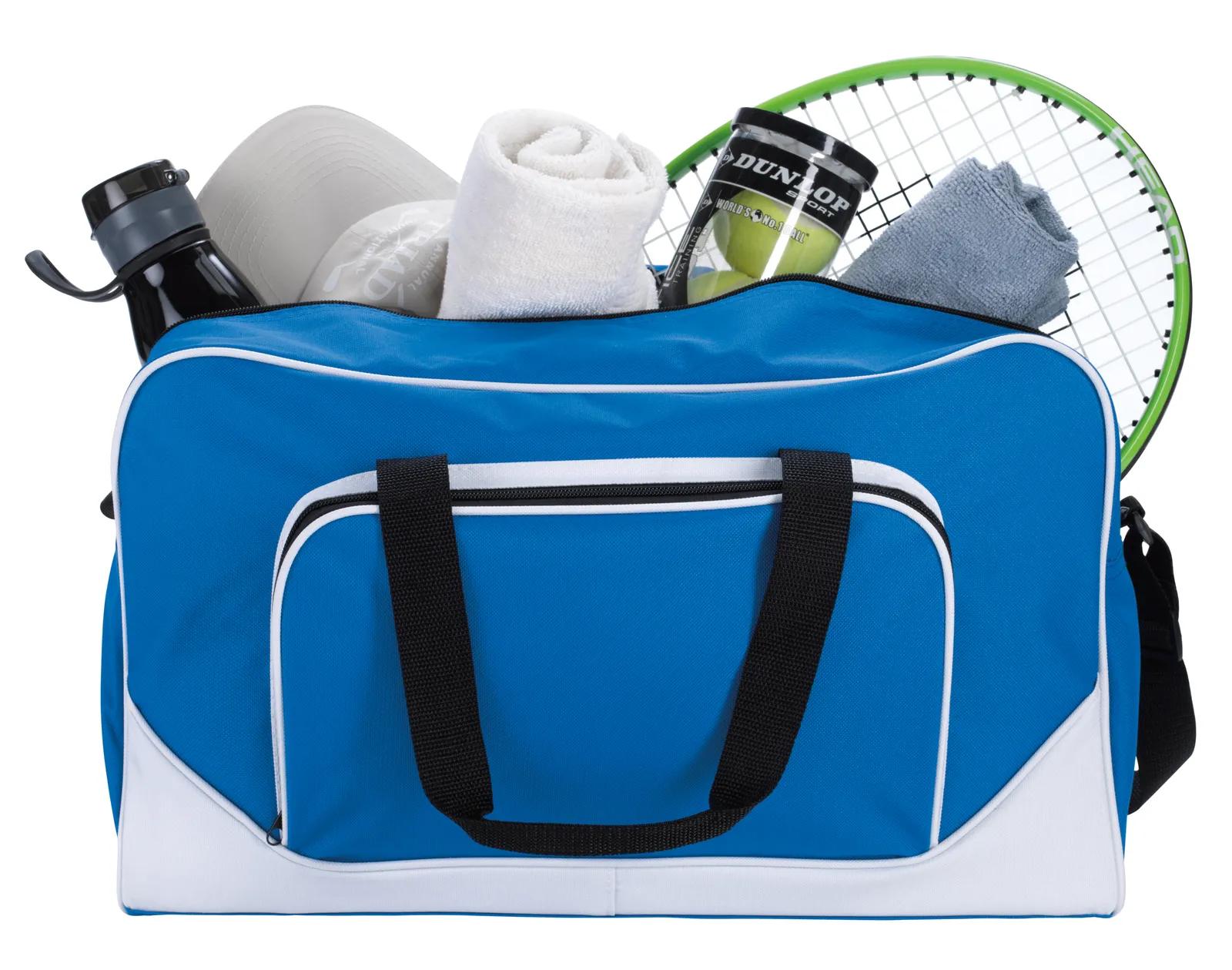 Color-Block Duffel White Piping Accents Gym Bag - 11 x 18.125 x 8.625 in - product view 5