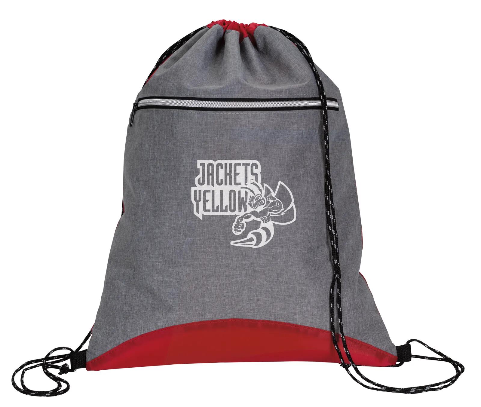 Two Tone Drawstring Backpack Sport Front Pocket - 17.75 x 14 in - product view 3