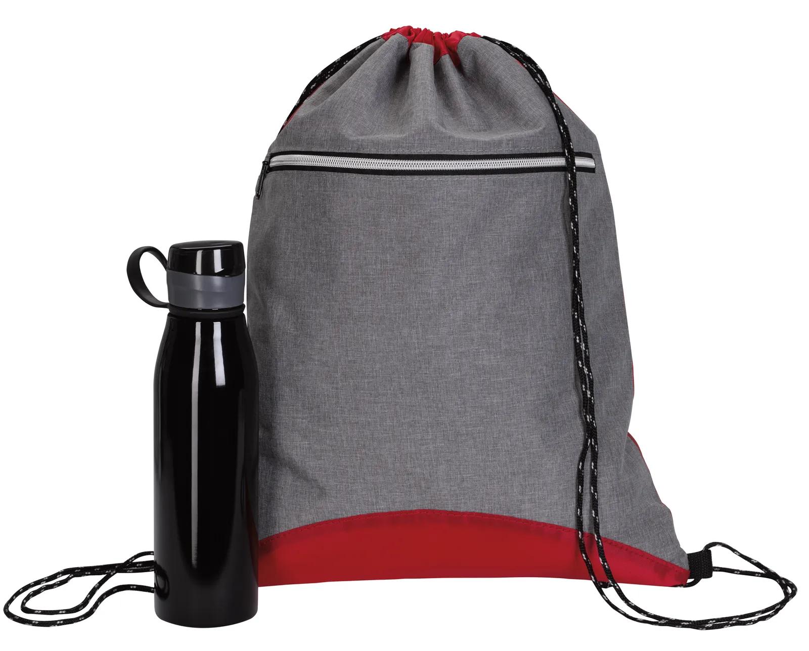 Two Tone Drawstring Backpack Sport Front Pocket - 17.75 x 14 in - product view 8