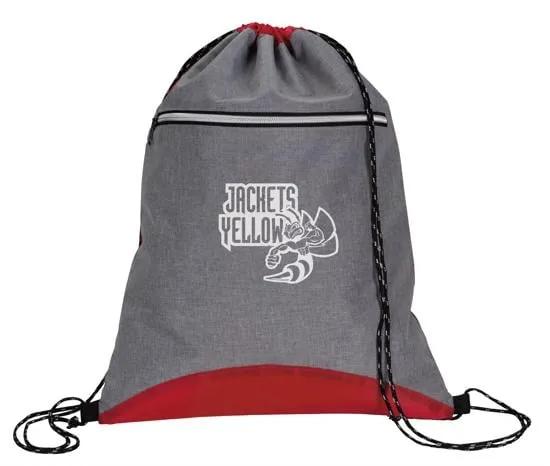 Two Tone Drawstring Backpack Sport Front Pocket - 17.75 x 14 in