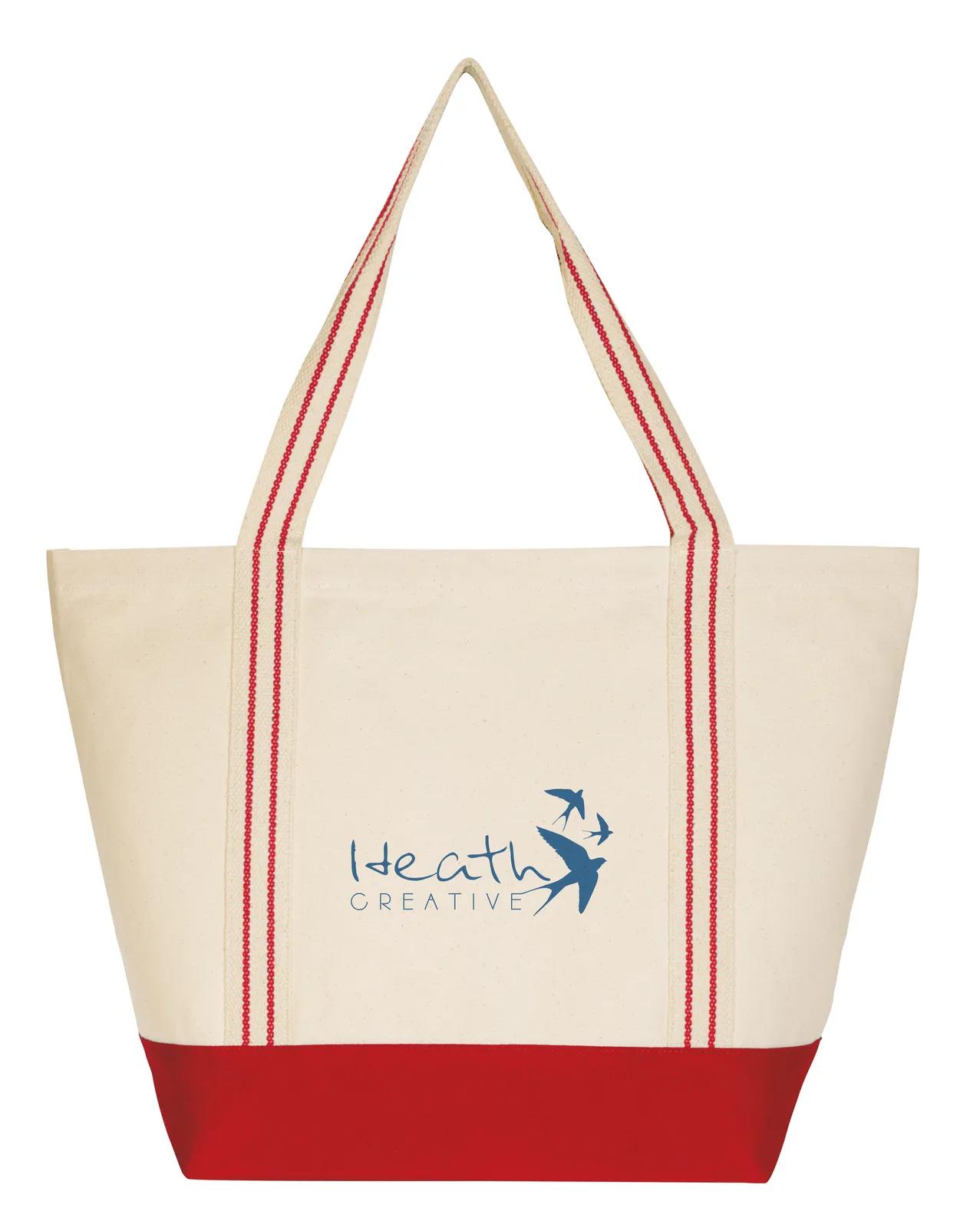 Cotton Travel Tote Striped Handles Inside Pocket - 15 x 21.125 x 7 in - product view 5