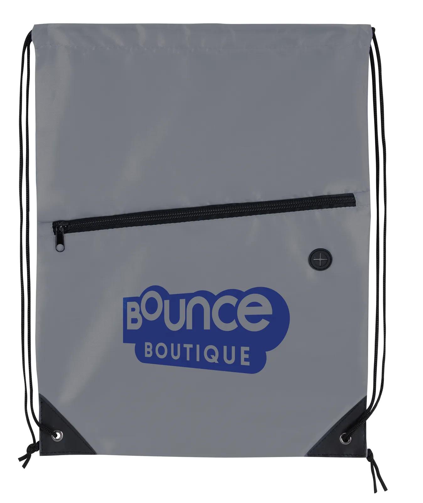 Drawstring Backpack Front Zip Pocket Headphone Port - 17.5 x 13.25 in - product view 13