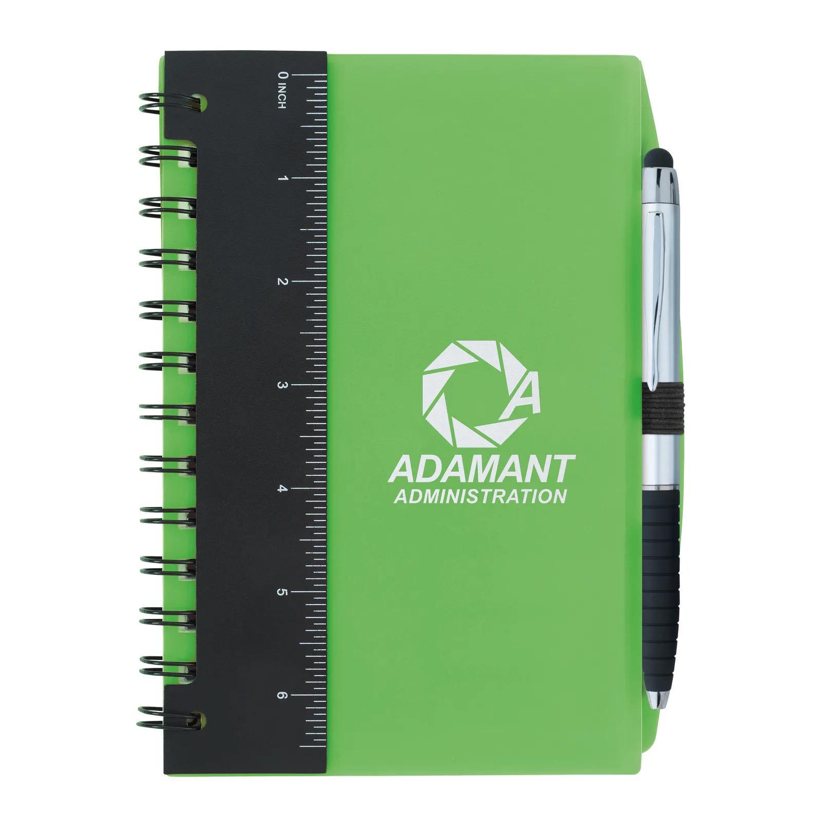 Mini Notebook with Pen Leatherette Cover - 5.5 x 3.5 in - product view 2