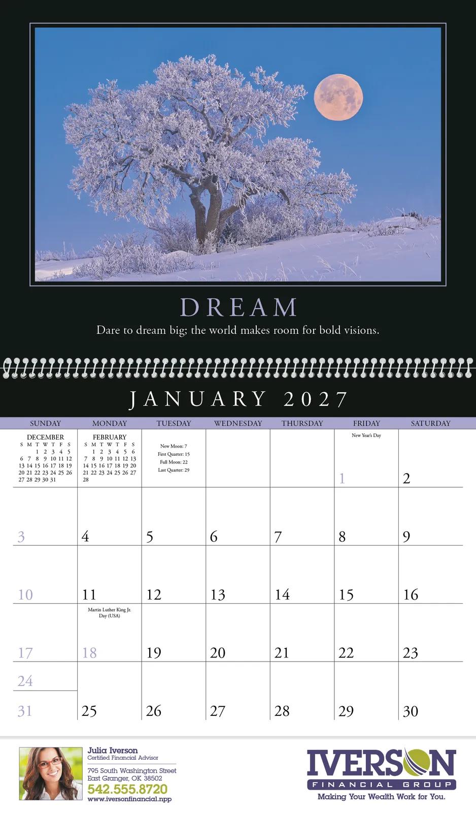 Motivational Wall Calendar FSC Paper UV Coated - 18.5 x 11 in - product view 16