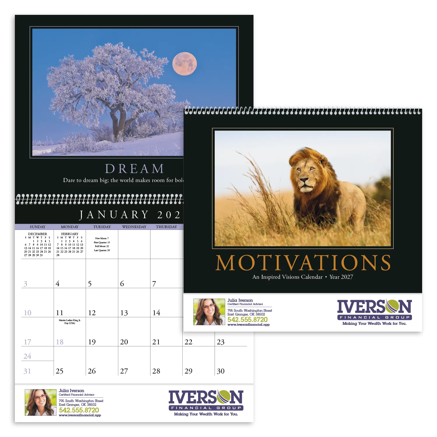 Motivational Wall Calendar FSC Paper UV Coated - 18.5 x 11 in - product view 29