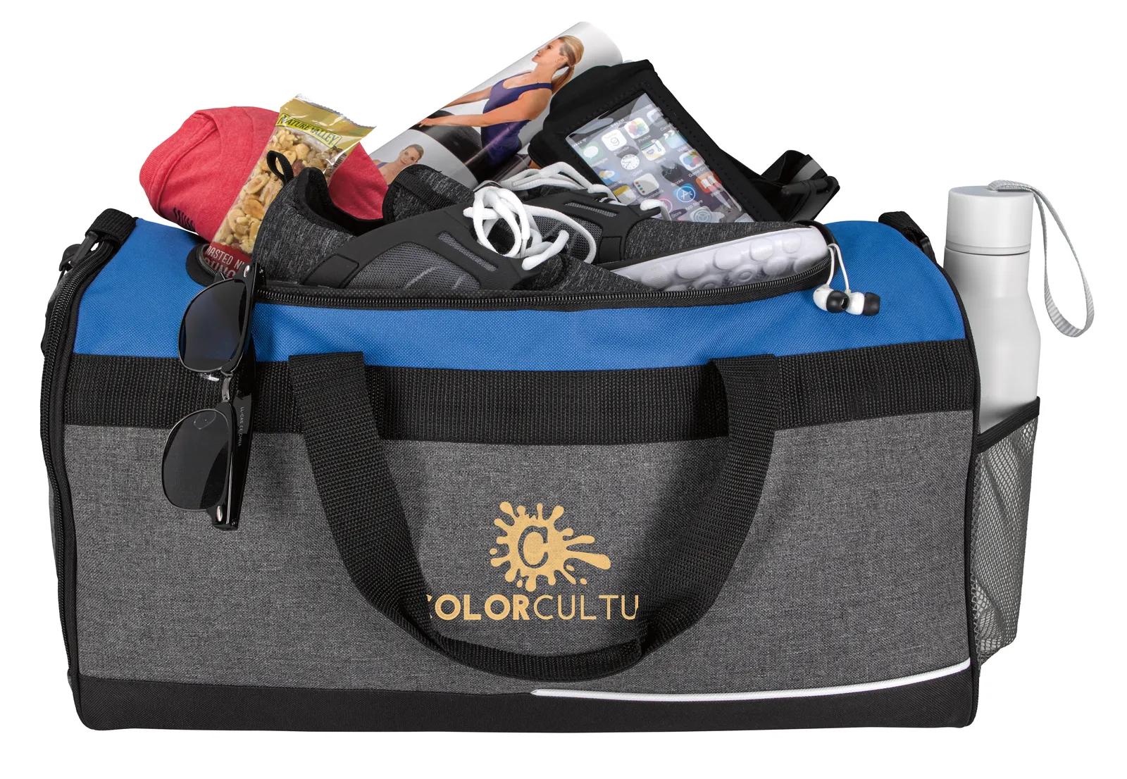 Two-Tone Sports Duffel with Mesh Pocket 600D - 10.6 x 19.3 in - product view 4