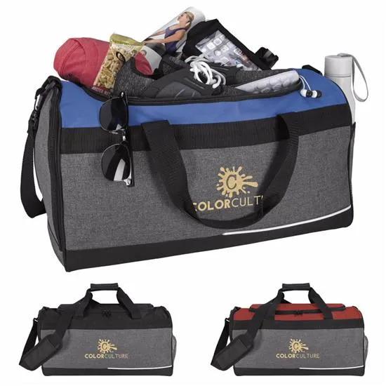 Two-Tone Sports Duffel with Mesh Pocket 600D - 10.6 x 19.3 in