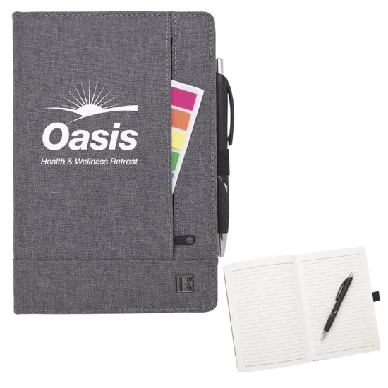 Two-Tone Journal 600D Polyester with Pocket - 8.5 x 5.8 in